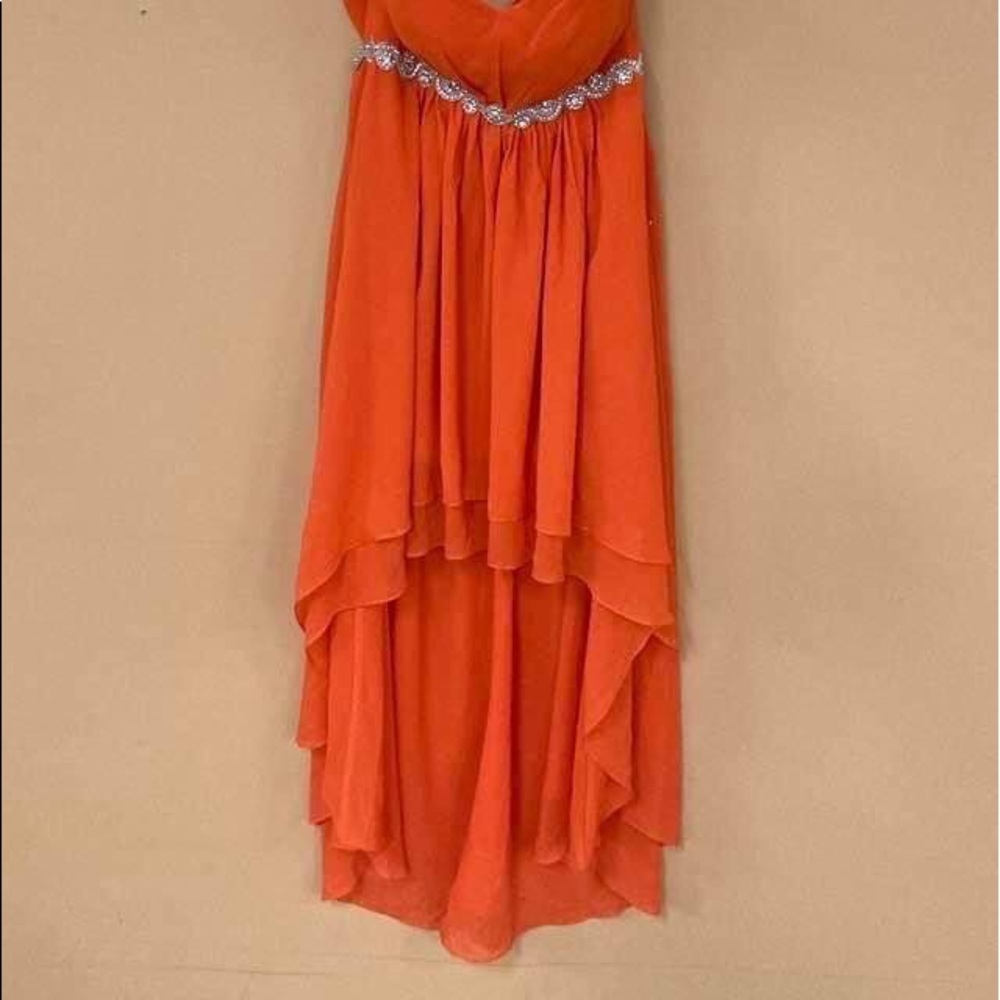 NWOT Orange Wedding Dress Rhinestone Waistline Tieback With Train